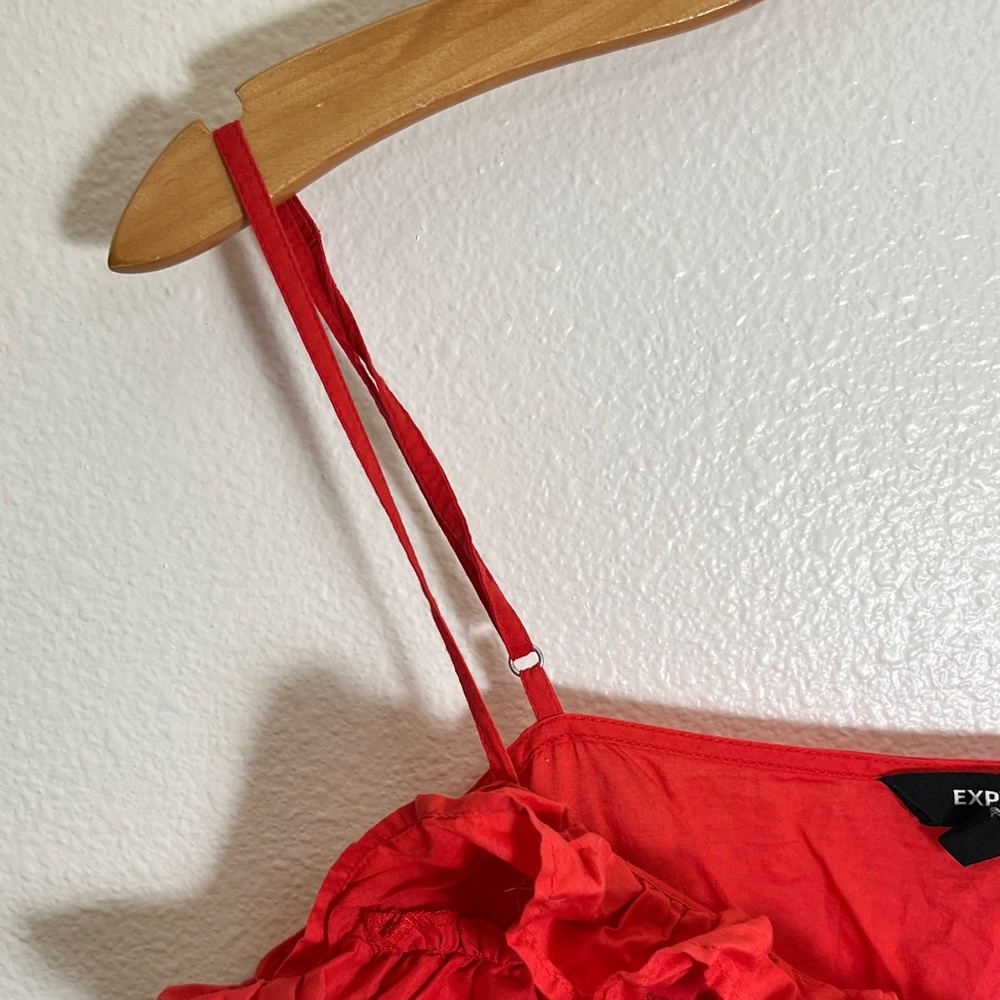 Express Vibrant Red Ruffle Tank Top - Picture 2 of 10